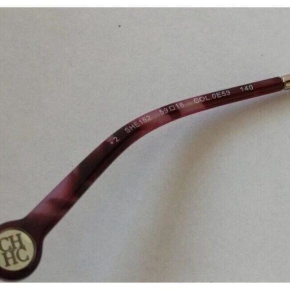 Carolina Herrera Sunglasses  SHE162 Oversized Geometric Gold Burgundy Metallic - Picture 8 of 13